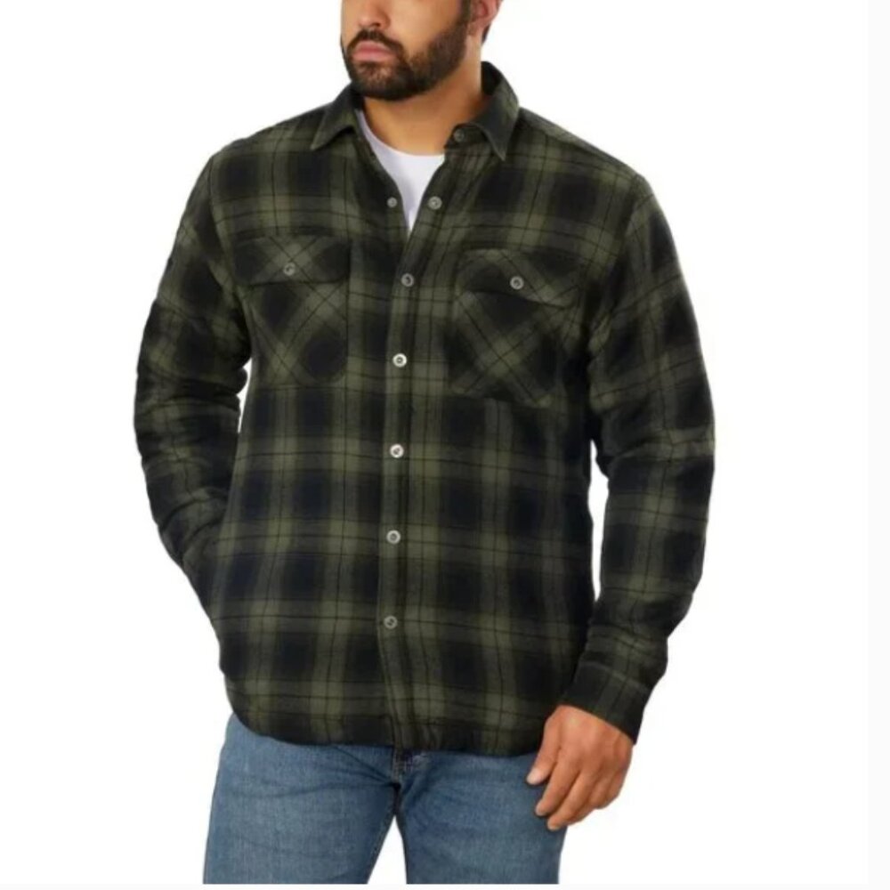 Grizzly Mountain Men's Flannel Shirt Jacket Green Size M